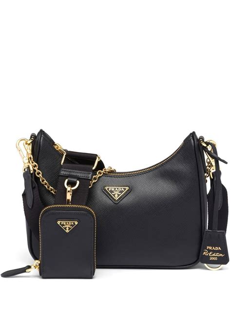 prada leather 2005|vintage black leather Prada handbag.